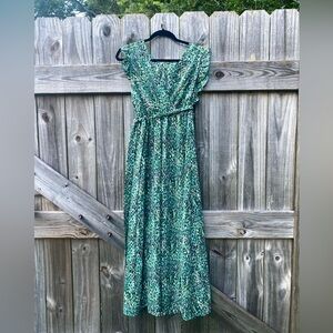 SHEIN Green, Pink, and Blue Patterned Maxi Dress Size 1XL